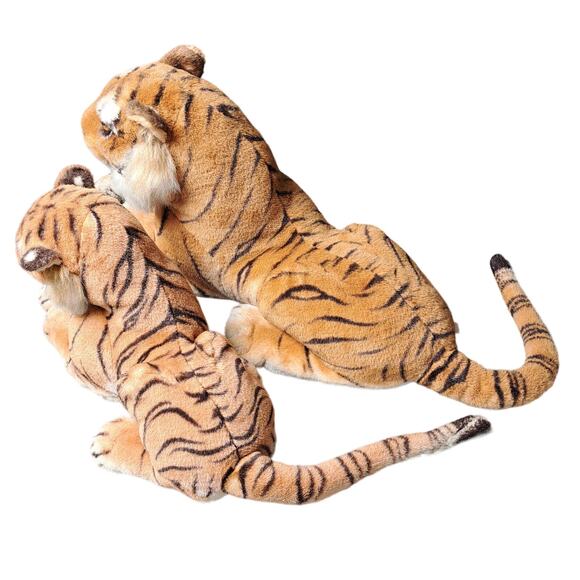 VINTAGE BEST MADE TOYS LIMITED TIGER MAMA CUB REALISTIC PLUSH 45" STUFFED ANIMAL - Picture 3 of 16
